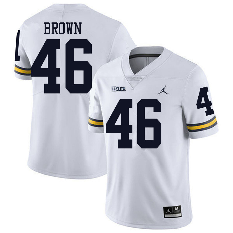 Jordan Brand Men #46 Matt Brown Michigan Wolverines College Football Jerseys Sale-White - Click Image to Close